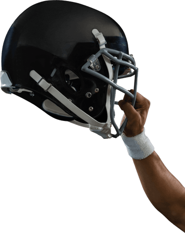 Football Player Holding Transparent Sports Helmet