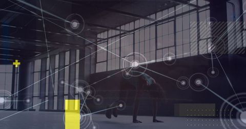 Mixed Reality Fitness: Data Overlay on African American Woman Exercising