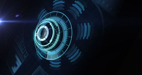 Futuristic Digital Grid Focus with Blue Interface Elements - Download Free Stock Images Pikwizard.com