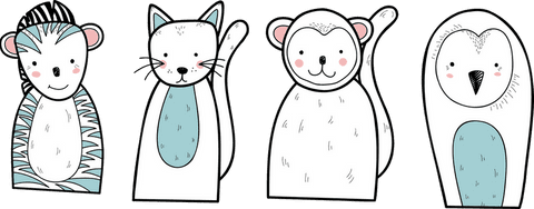 whimsical zebra cat monkey owl characters on transparent background - Download Free Stock Videos Pikwizard.com