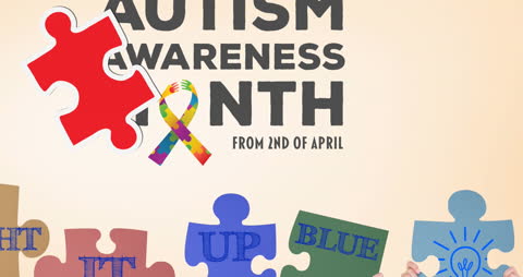 Autism Awareness Poster with Colorful Puzzle Pieces Highlighting Support