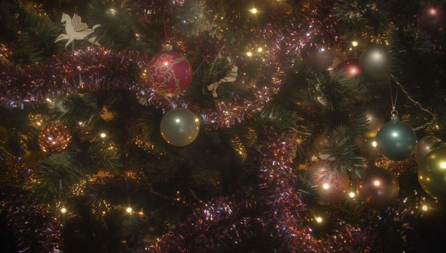 Elegant Christmas Tree with Baubles and Lights