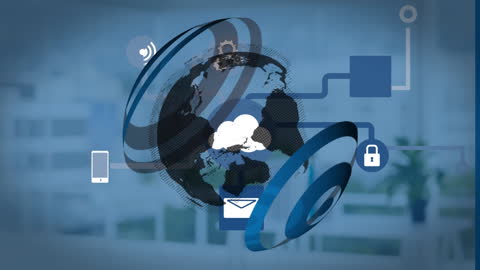 Digital Connectivity World Network Over Office Background