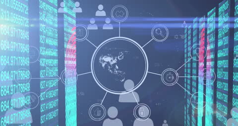 Digital Network Connection with World Map and Data Visualization