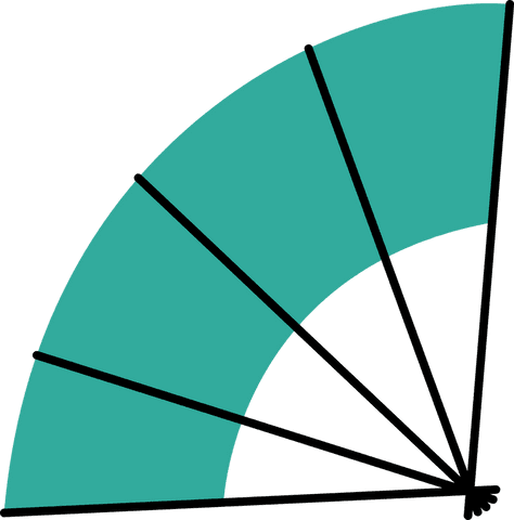 Minimalistic green quarter annulus graphic on transparent background