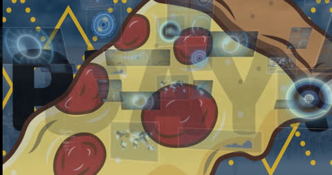 Pizza Day Celebration with Digital Abstract Graphics