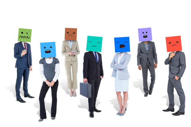 Business Team Wearing Expression Masks on Transparent Background - Download Free Stock Videos Pikwizard.com