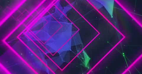 Neon Pink Geometric Shapes with Networked Connections - Download Free Stock Images Pikwizard.com