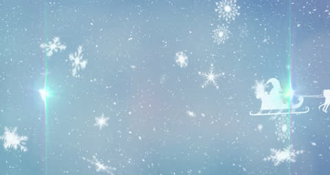 Festive Animation of Santa's Sleigh in Winter Wonderland Scene