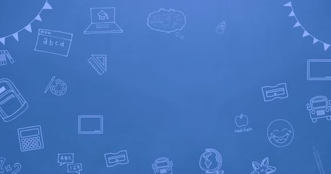 School Supplies Doodles on Blue Background with Copy Space - Download Free Stock Images Pikwizard.com