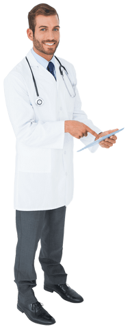 Transparent Doctor Smiling While Using Tablet for Modern Solutions - Download Free Stock Videos Pikwizard.com