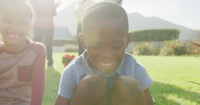 Children Smiling Outdoors in Sunny Park - Download Free Stock Images Pikwizard.com