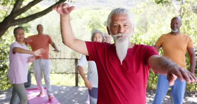 Senior Group Practicing Tai Chi Outdoors in Nature - Download Free Stock Images Pikwizard.com