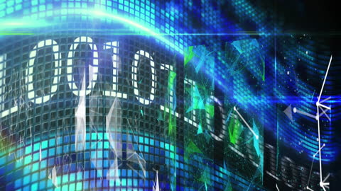 Dynamic Digital Data Binary Code with Technology Icons