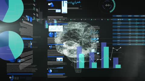 Futuristic Brain with Financial Data Overlay