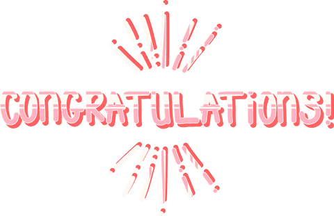 Festive congratulations message with pink accents and transparent background