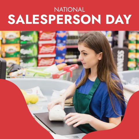 National Salesperson Day Celebration at Supermarket Checkout - Download Free Stock Templates Pikwizard.com