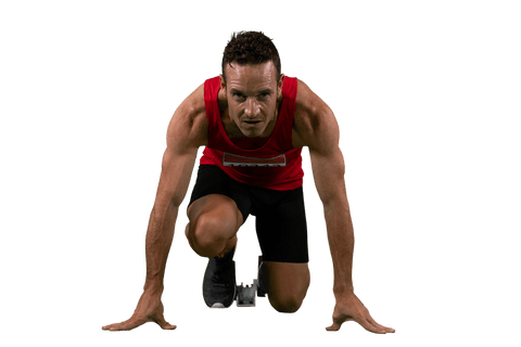 caucasian male runner smiling on starting lineup transparent background - Download Free Stock Videos Pikwizard.com