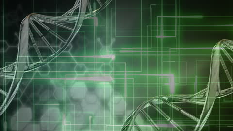 Digital DNA Strands with Futuristic Data Interface