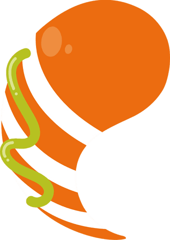 Abstract Orange Bean Shape with Tipsy Green Ribbon