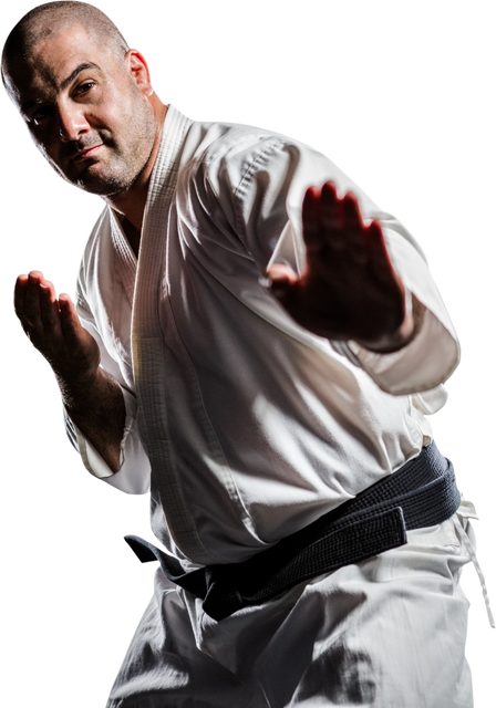 Karate Enthusiast Demonstrating Powerful Martial Arts Stance - Transparent - Download Free Stock Videos Pikwizard.com