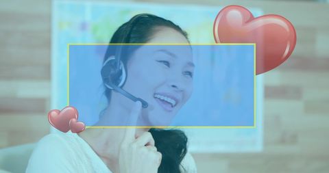 Smiling customer support representative with headset