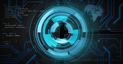 Futuristic Digital Interface with Blue Rotating Circles - Download Free Stock Images Pikwizard.com