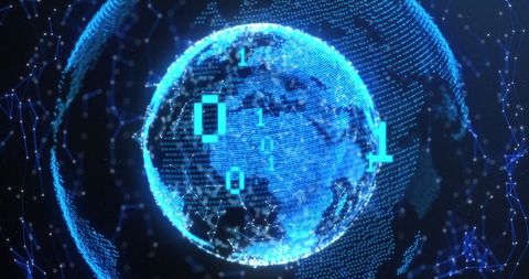 Digital Earth with Binary Code Overlay Technology Concept - Download Free Stock Images Pikwizard.com