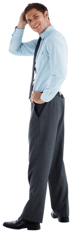 transparent thoughtful businessman fixing hair - Download Free Stock Videos Pikwizard.com
