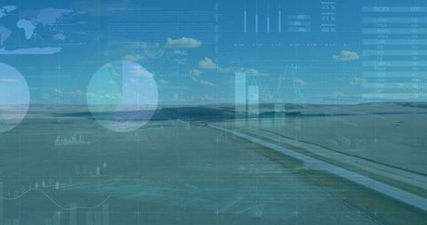 Digital Data Visualization Over Rural Agricultural Landscape