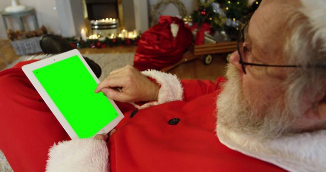Santa Claus Using Tablet With Green Screen During Christmas - Download Free Stock Images Pikwizard.com
