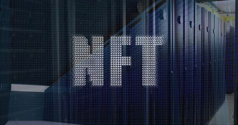 Nft concept with financial data and computer servers