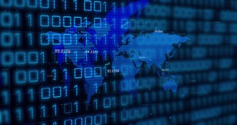 Digital World Map with Binary Code Background - Download Free Stock Images Pikwizard.com