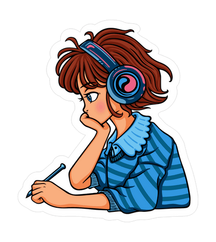 Creative Teenage Girl Wearing Headphones in Flat Design Illustration - Download Free Stock Videos Pikwizard.com
