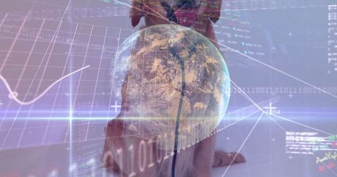 Digital Revolution with Earth Against Data Background - Download Free Stock Images Pikwizard.com
