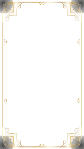 Art deco golden frame with geometric ornaments transparent