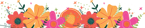 Transparent floral border with vibrant orange blossoms
