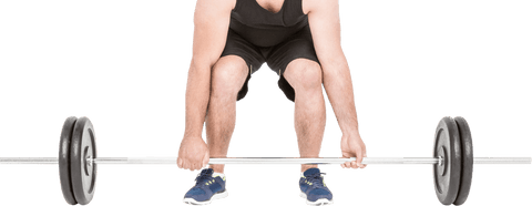 Transparent bodybuilder lifting barbell ready for deadlift