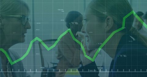Businesswomen Analyzing Growth Trends with Digital Overlay - Download Free Stock Images Pikwizard.com