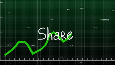 Stock Market Share Graph on Digital Grid Background