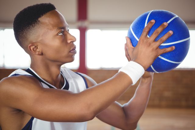 Teenager Practicing Basketball in Court Close Up - Download Free Stock Photos Pikwizard.com