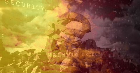 Cybersecurity threat to euro symbol amidst clouds