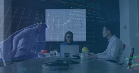 Financial Analysts Discussing Data Trends in Modern Office