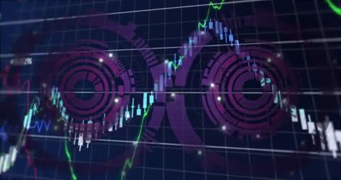 Futuristic Stock Market Analysis with Digital Graphs and Charts