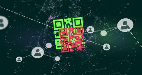 Digital QR Code with Connected User Network in Cyberspace - Download Free Stock Images Pikwizard.com