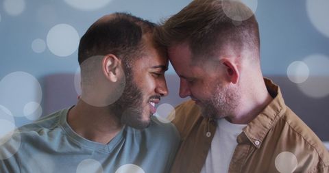 Diverse Male Couple Embracing in Romantic Moment