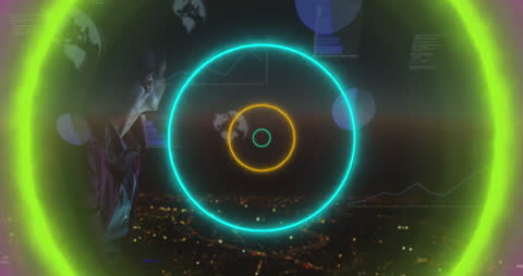 Woman Analyzing Data with Abstract Digital Interface