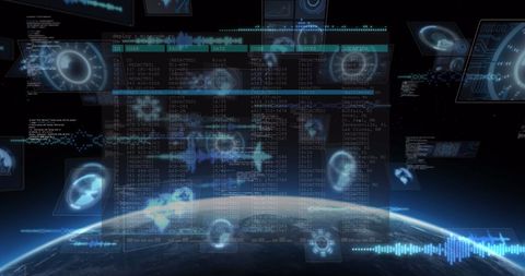 Digital Interface Screens Overlaying Earth with Virtual Data - Download Free Stock Images Pikwizard.com