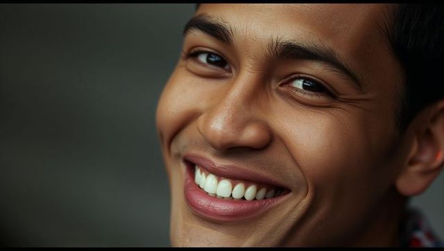 Smiling young adult portrait with joyful expression