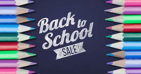 Colorful Pencils with Back to School Sale Chalkboard Graphic